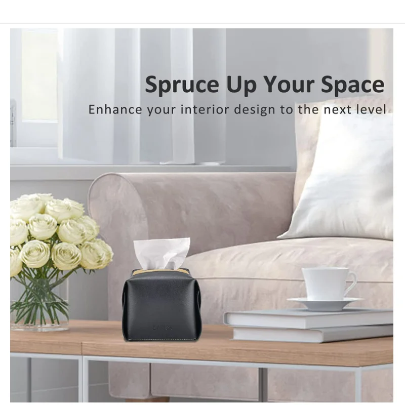 Современный квадратный держатель из искусственной кожи для салфеток декоративный держатель-органайзер