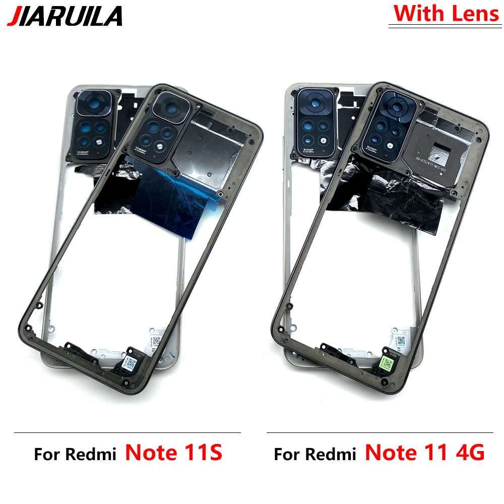 Рамка для мобильного телефона средняя пластина с объективом камеры Redmi Note 11 4G 11S корпус рамка Запасная