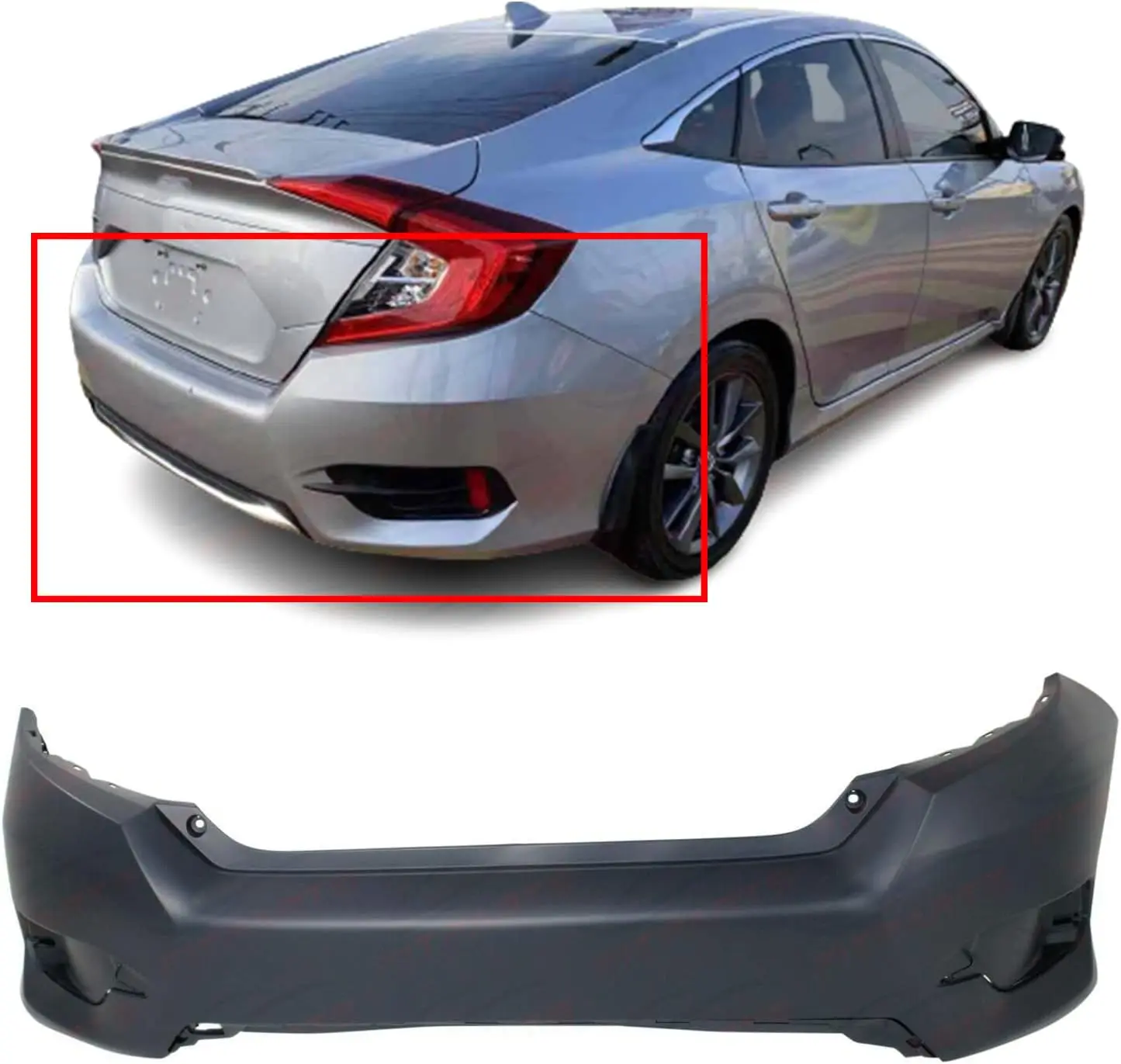 Saivis Black Car body kit Back Side Bumper Rear Bumper Cover For Honda Civic 2016