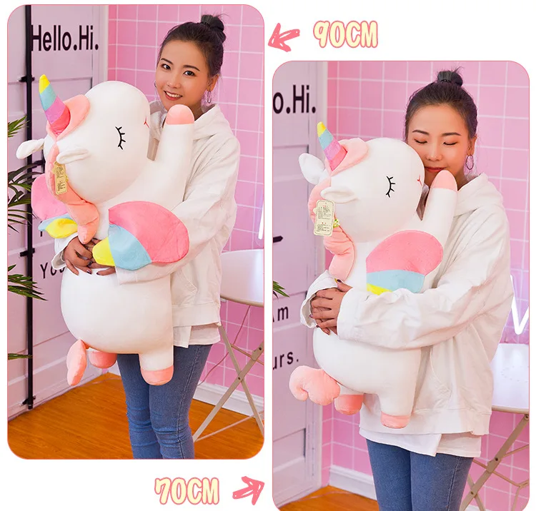 批发30厘米可爱柔软独角兽毛绒枕头超柔软毛绒婴儿玩具