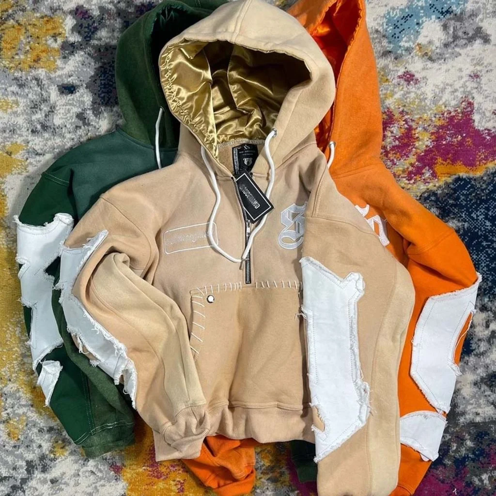 OEM Custom Manufacturer Custom Cropped Thick Hoodie High Quality Graphic Distressed Embroidery Oversize Acid Wash Hoodie Set Men gallery 4