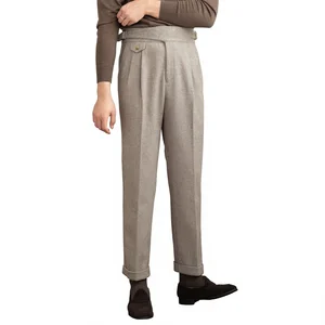 Autumn Men's Solid Color Casual Italian Naples Paris Button Suit Pants Gentlemen High Waisted Draped Suit Pants for Men