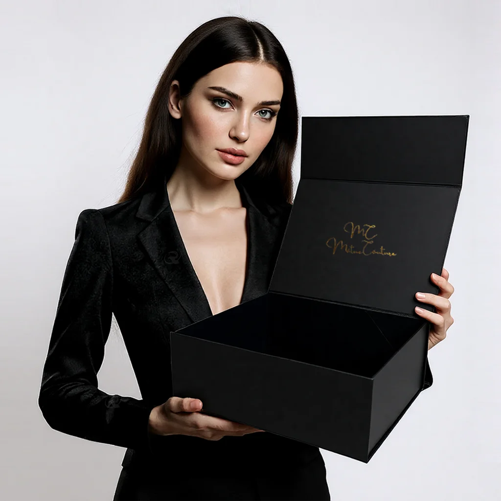 Luxury Custom Magnetic Gift Box with Ribbon Handle Folding Hard Rigid ...