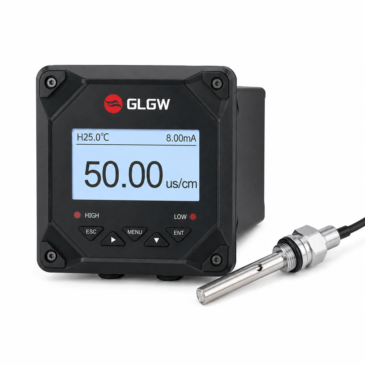 Industrial Online Conductivity Meter with 316L Stainless Steel Electrode 4-20mA RS485 Modbus TDS EC Water Quality Analyzer