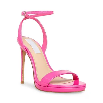 Good match with quiet and elegant leather with high heeled pink woman sandal sexy for lady
