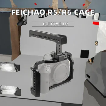FEICHAO Aluminum Alloy Camera Cage Cooling Protective Extension Cage with Cold Shoes & ARRI Mount for EOS R5 R6 detail image