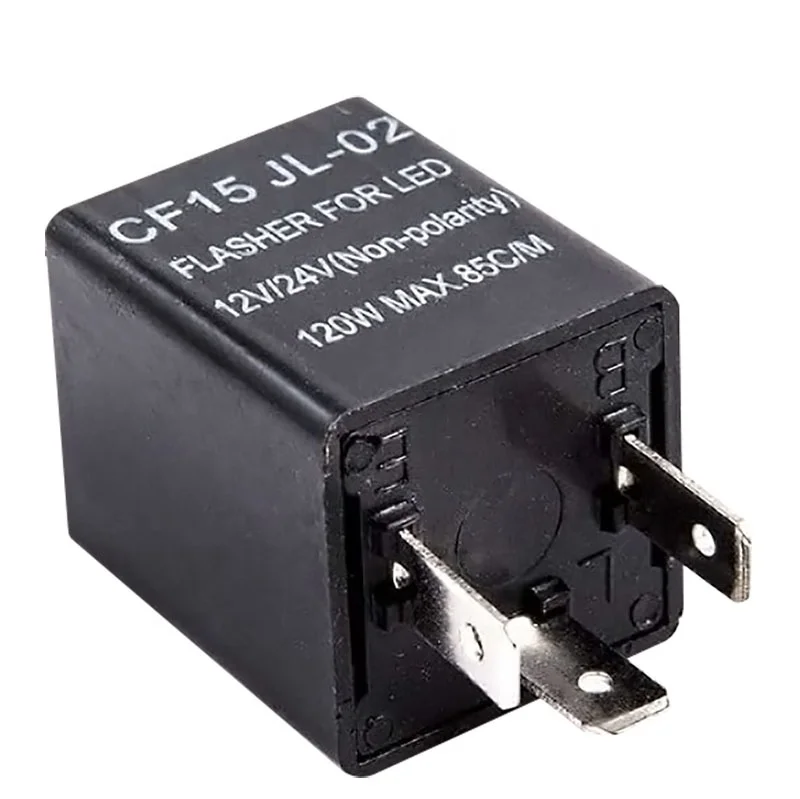 CF15 JL-02 LED Flasher Relay 3 Pin Electronic Turn Signal Flashers Non-Polarity 12V 24V Universal ABS Normally Open Flash Relay 