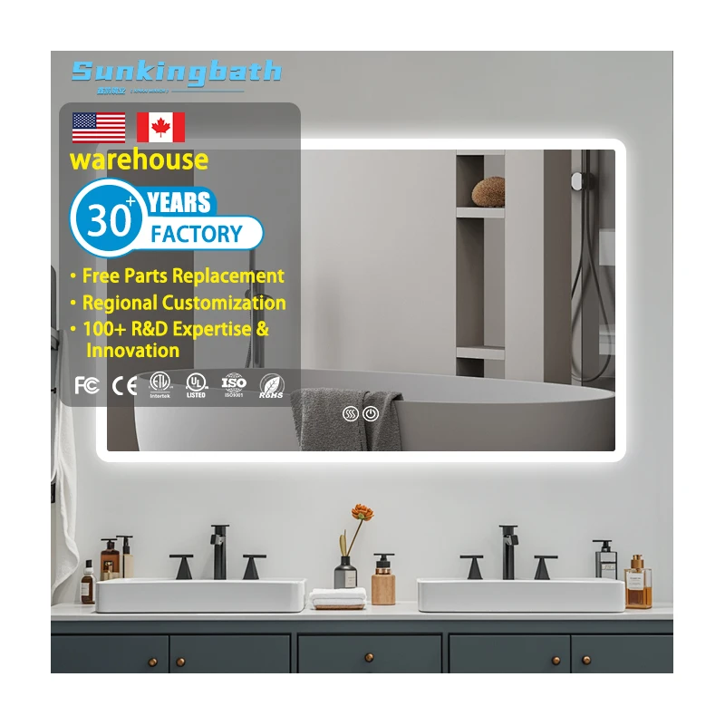 Led Illuminated Bathroom Mirror Wall Hanging Fogless Backlit Home Decoration Ip44 Rated Lighted Wall Mounted Mirror