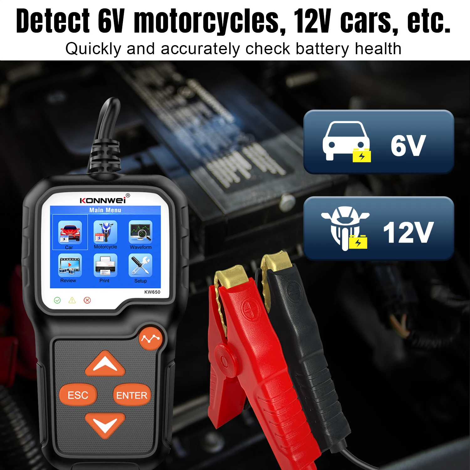 車のバッテリーテスター 6V 12V 24V オートバイトラックバッテリー容量テスタークランキング充電回路テスタースキャンツール シ SUPER  NATTO バイク バッテリー充電器(チャージャー) バイク充電器+電圧テスターセット 12Vボルティクス・電圧測るくん バッテリー電圧 ...