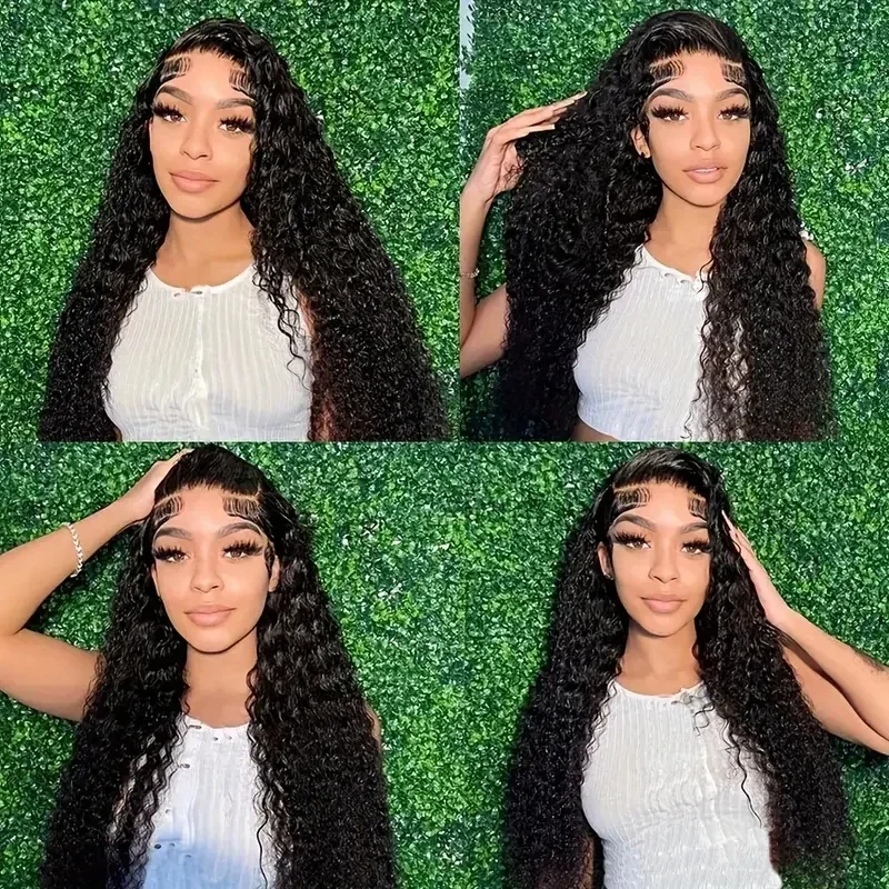 Lockige Frontalperücke Transparente Lace Frontalperücken aus Echthaar Tiefwellige Lace Frontalperücken für Frauen_voghion.com
