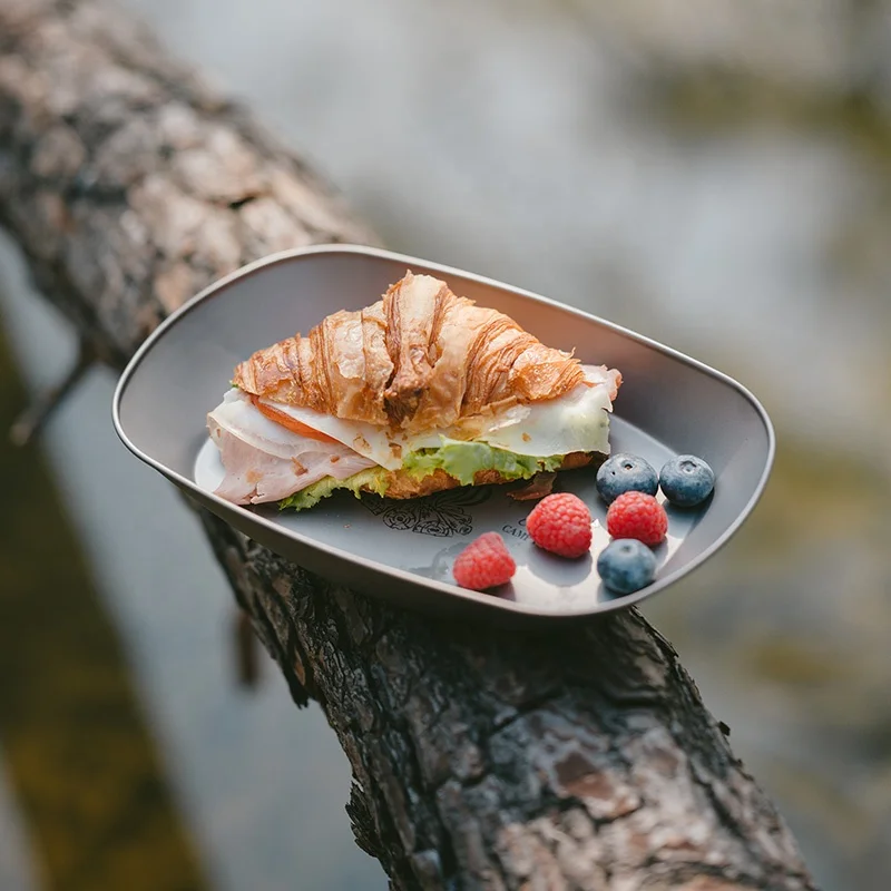 Naturehike Titanium Skuff Bærbar Utendørs Camping Piknik Grill Bestikk Piknik tallerkener Skål