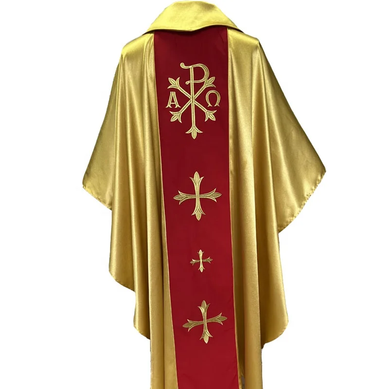 Золотой атлас с вышивкой крестом папа священник