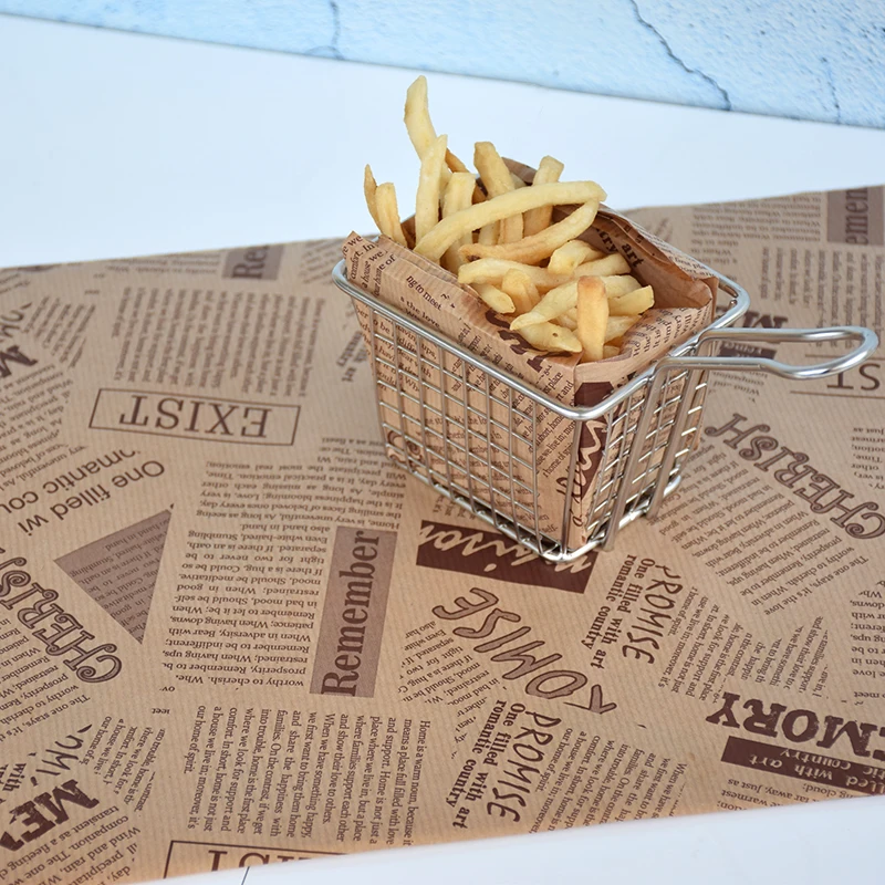 
Food Grade Greaseproof French Fries Burger Snack Custom Printed Wrapping Paper Wholesale 