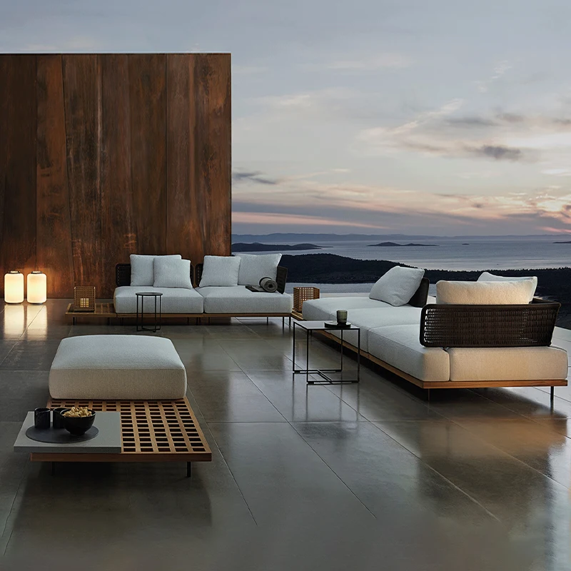 Rattan Outdoor Sofa Set - Modern Wicker Daybed for Garden, Patio