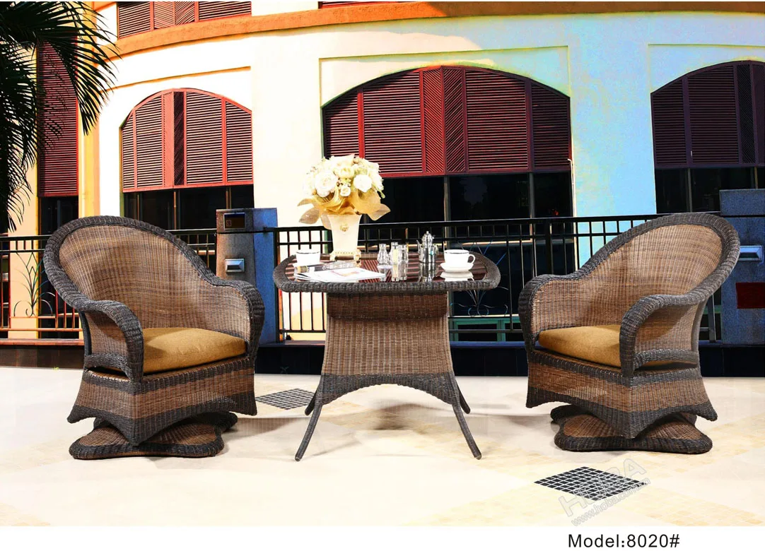 Outdoor Garden Furniture Patio Dining Sets Swivel Chairs Wicker Plastic Resin Swivel Chairs With