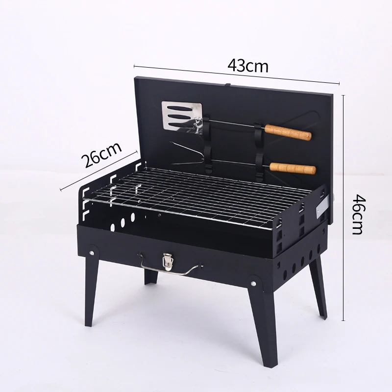 2026 Hot Selling Best Quality Portable Outdoor BBQ Charcoal Grills With BBQ Tools Convenient Barbecue Grill Oven Set With Lock