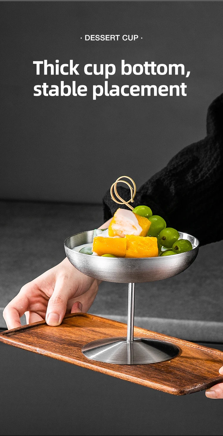 Fast Shipment Golden High Frost-proof Bottom Round Food Safety Metal Yogurt Juice Cocktail Wine Stainless Steel Ice Cream Cup