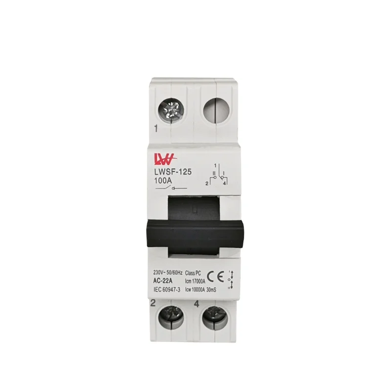 New Din Rail Mounted Modular Change Over Switch 1P 230V 400V 125A 100A 80A AC Transfer Switch