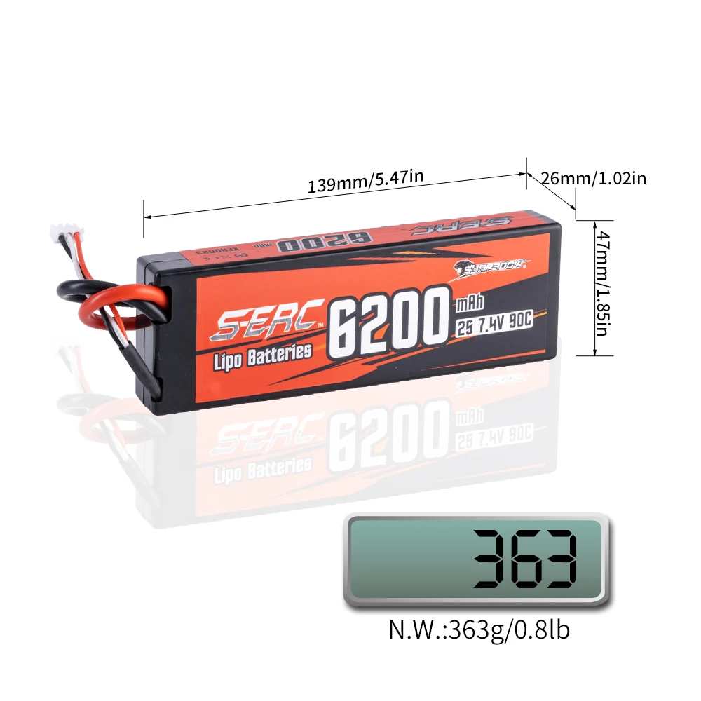 Batterie Avec Prise 2s Lipo Batterie 5200mAh 50C 7,4V RC Batterie Étui Rigide Avec Deans Batterie Lipo