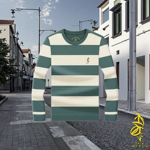 Men's Crewneck Pullover Long-sleeved Casual Blank Solid Yarn Dyed 100% Cotton Jersey Regular Fit Anti-pilling T-shirt