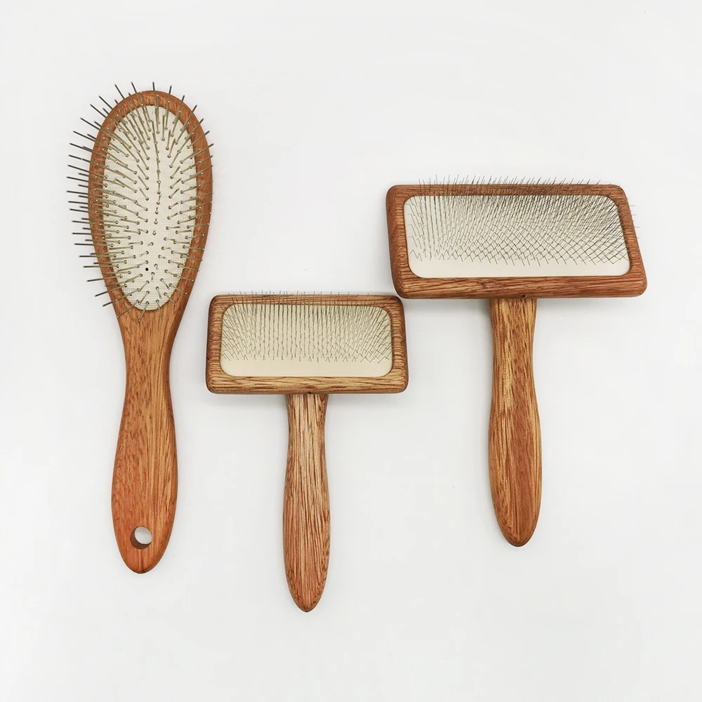 Wholesale Pet Pin Grooming Dog Cat Hair Brush Wood Fur Remover Comb Cleaning Dog Slicker Brush