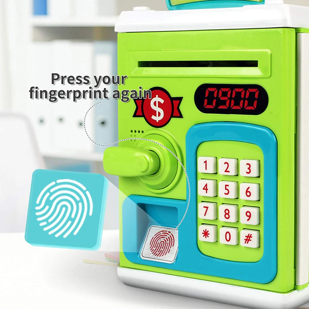 Salvadanaio elettronico Password Impronta digitale Money Box con musica,  blu