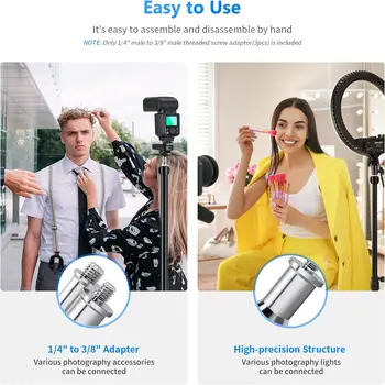 Neewer 3 Pieces Standard 1/4 to 3/8 Inch Metal Male Convertor Threaded Screw Adapter Spigot Stud for Studio Light Stand detail image