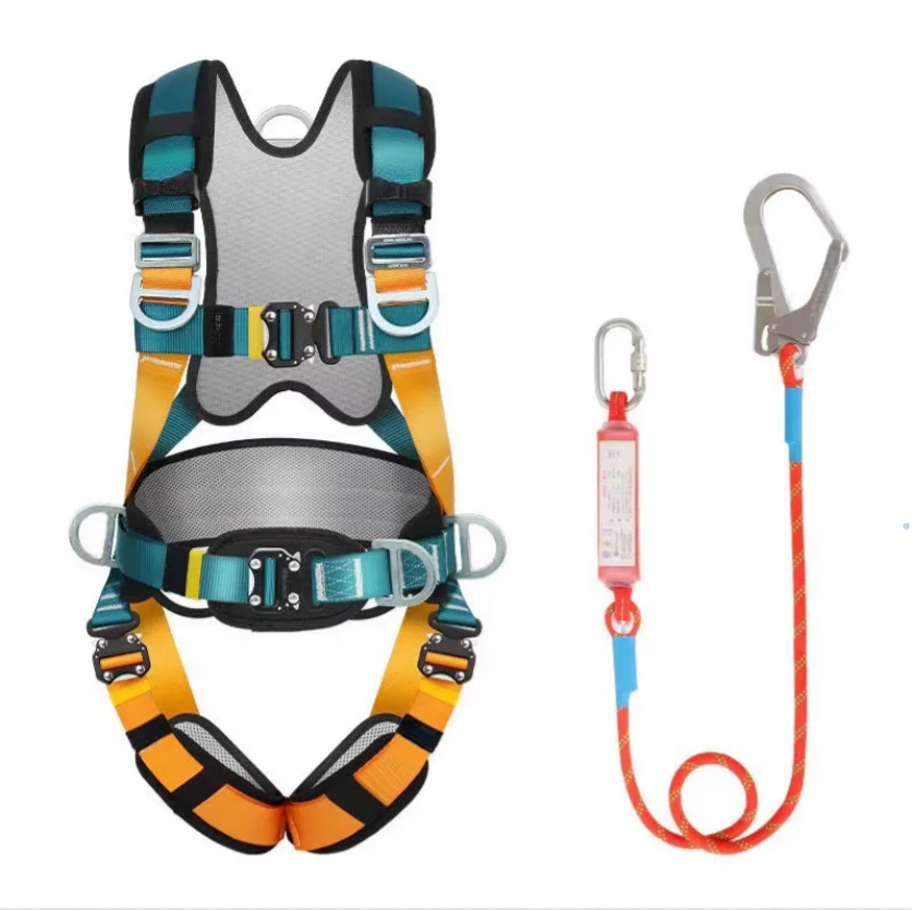 Safety Belt Safety Harness Fall Protection Full Body Roofing Harnesses with Shock Absorbing Lanyard