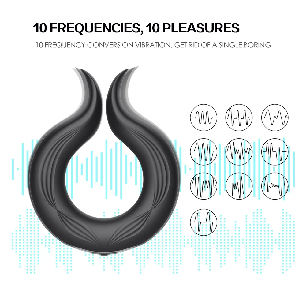 10 Intense Vibration Mode Vibrator Penis Cock Dick Rooster Ring Sex Toys  for Men Delay Ejaculation Sex Toy for Couples