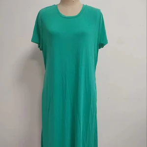 Midi  Casual Summer Short Sleeve Dress Breathable Solid Pattern with Side Pockets