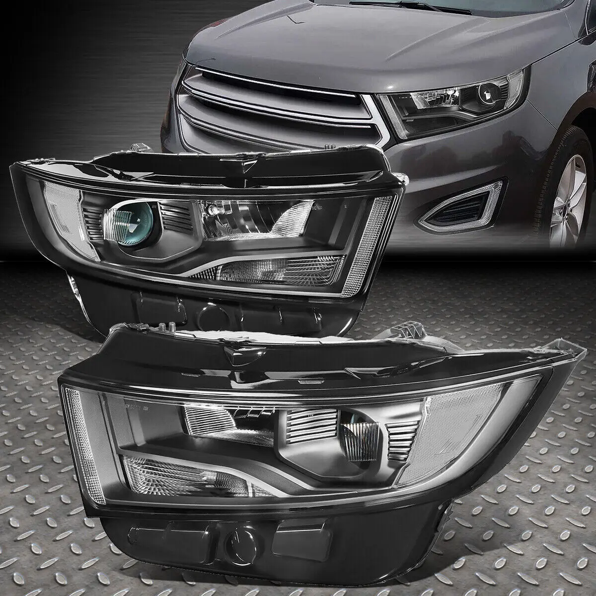 car body parts auto parts black housing clear projector headlight headlamp for Ford EDGE 2015 2016 2017 2018