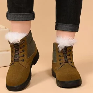 Men's Lightweight Ankle High Winter Outdoor Warm Snow Boots Waterproof Steel Toe Work Safety Shoes