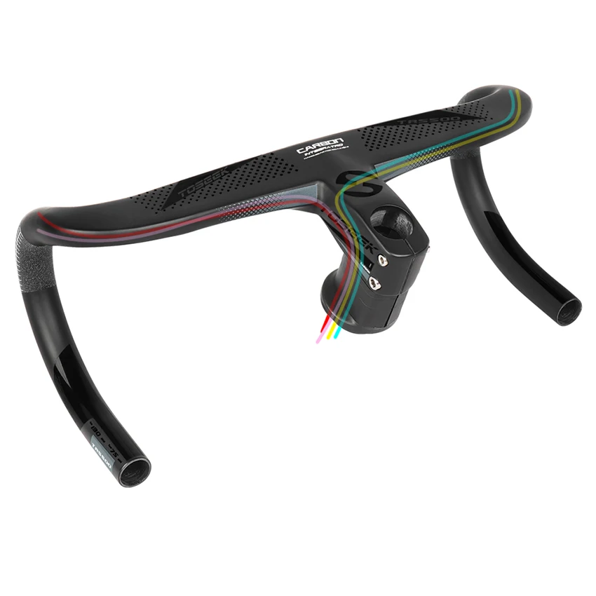 TOSEEK TR5500 Full Internal Cable Routing Road Bicycle Handlebar T800 Carbon Integrated Handlebar Di2 With Bike Computer Holder