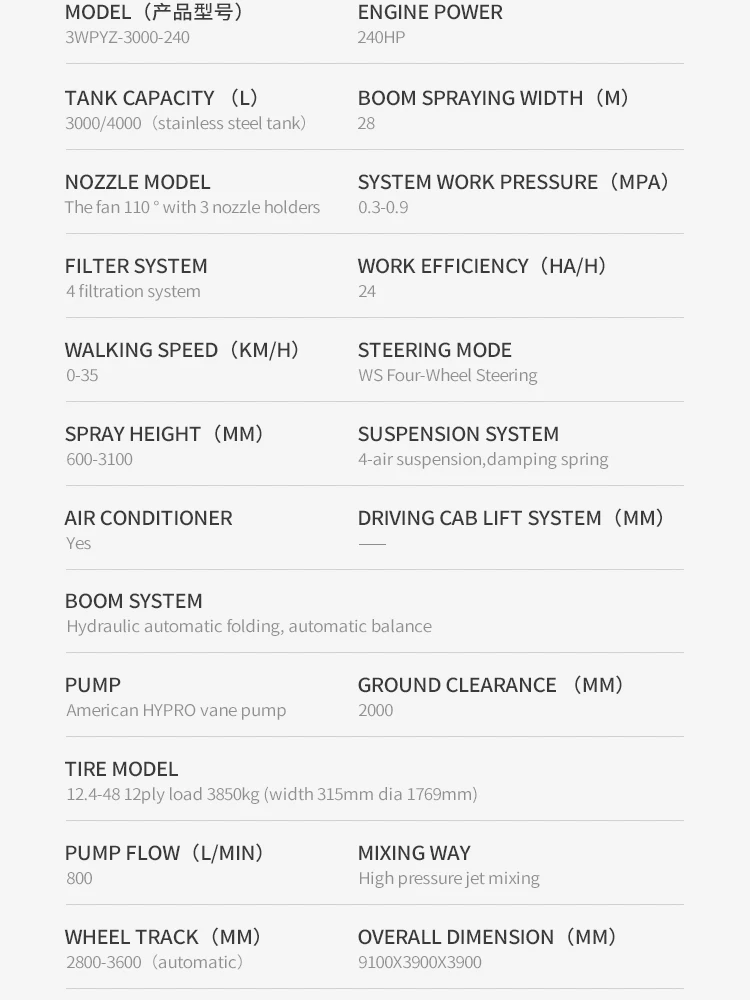 FNSelf propelled garden orchard vineyard vehicle sprayer 3000L a/c cabin high press boom tank machine sprayer Agricultural spray