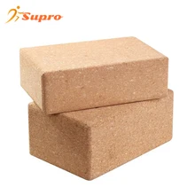 SuproWholesale Eco-friendly Custom Printed Logo Non-Slip  Natural Cork Foam Yoga Block