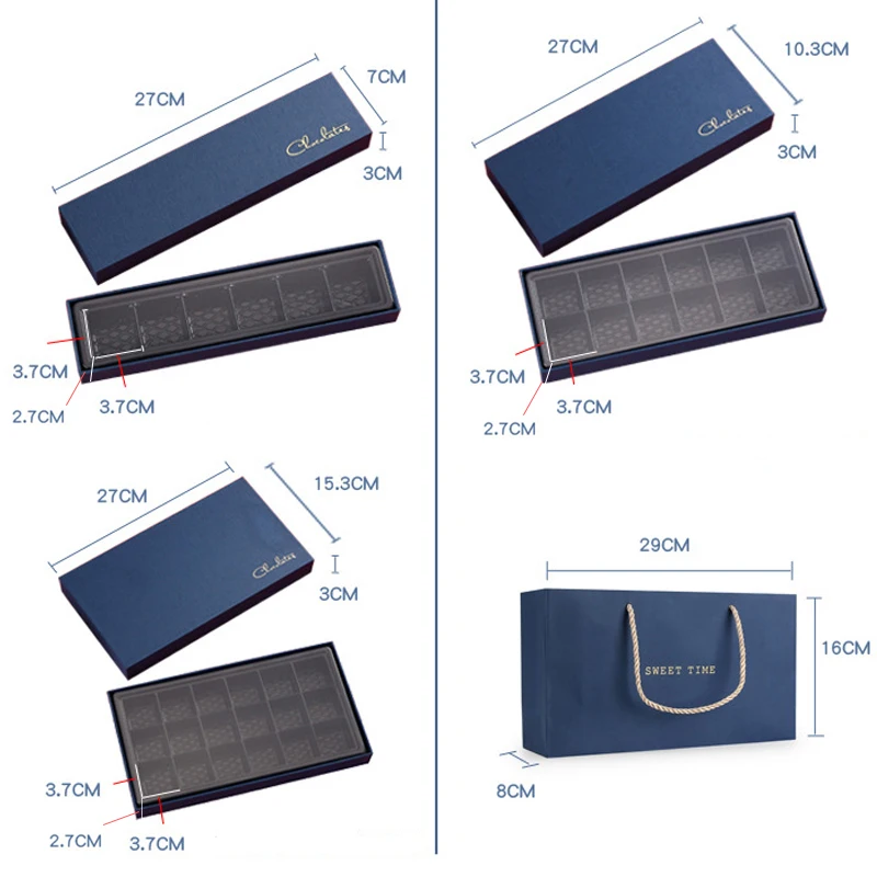 Custom Printed 6/12/18 Grid Chocolate Packaging Box with Gift Bag - 4c Offset Printing & Recyclable Specialty Paper