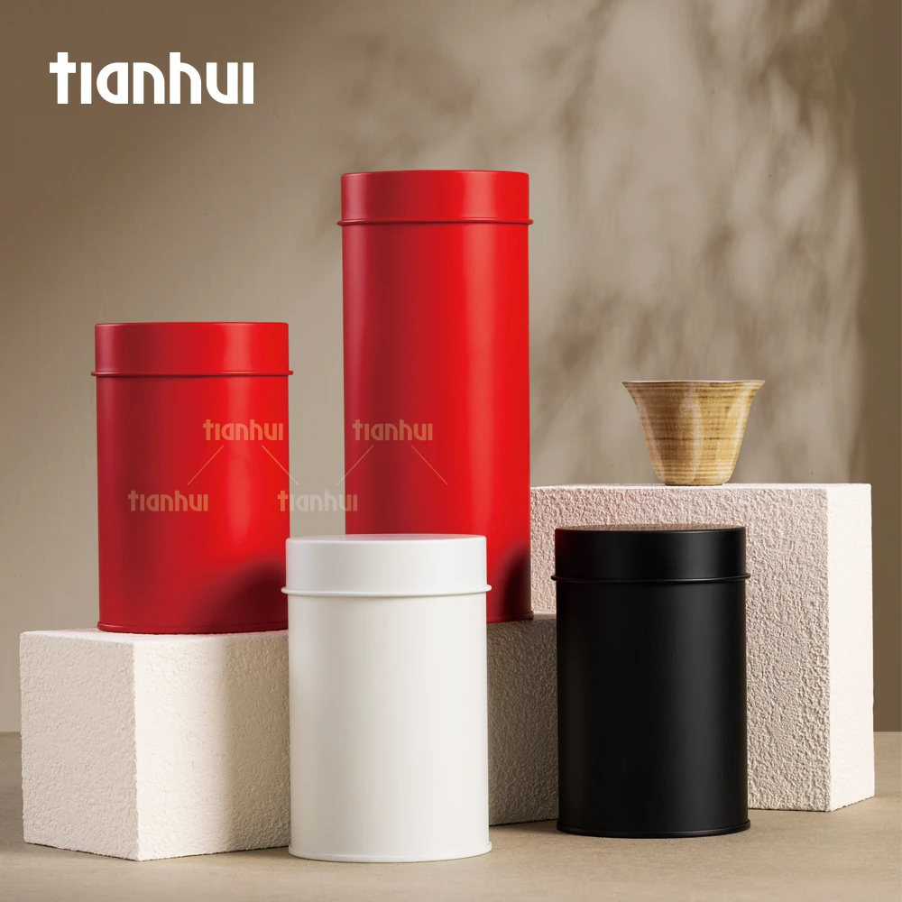 Tianhui Lata de Metal para Chá com Tampa Dupla, Recipiente de Cozinha Pequeno para Armazenamento de Chá Solto