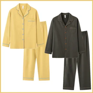 Wholesale Cotton Polyester Blend Pajama Sets Shirt and Pant 2 Pieces Plus Size Sleepwear Long Sleeve Women Cotton Pajamas Set