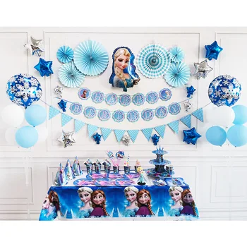 Frozen Anna and Elsa Princess Birthday Party Decorations Kids Disposable Tableware Birthday Party Decorations Supplies