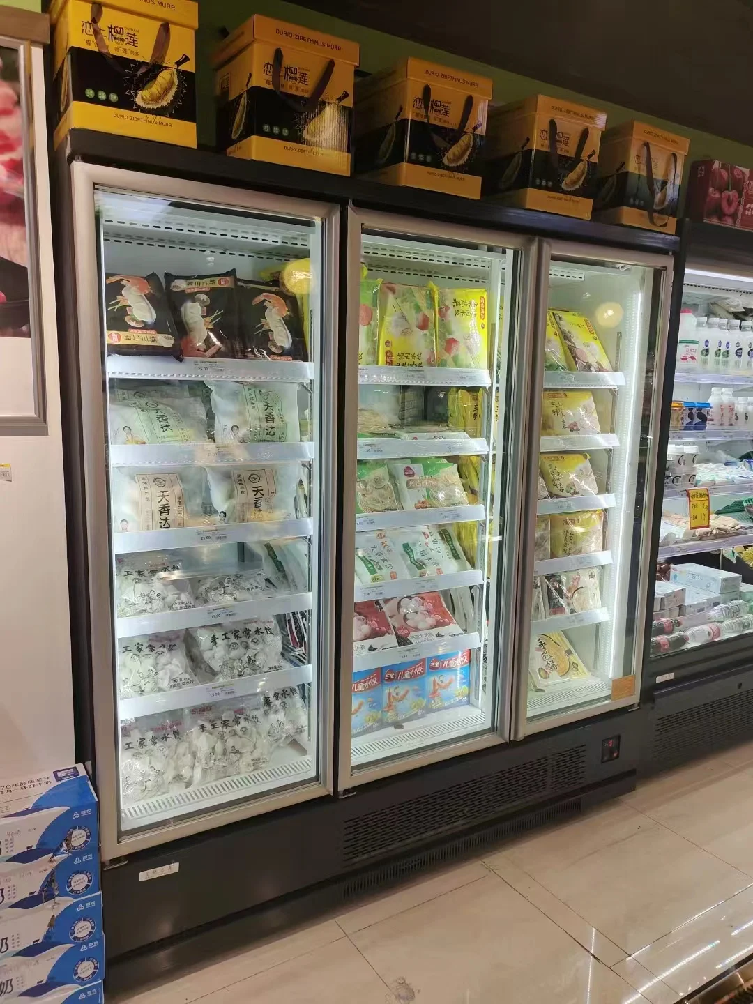 Freezer with Air-Cooled Display Drinks Fridge Compressor Glass Door for Supermarket Fridge Use for Ice Cream