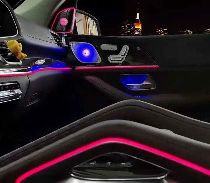 車のアンビエントライト64色ユニバーサルLEDインテリアベンツGLE/GLS