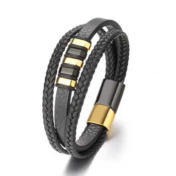 2021 Hot Sale Products Fashion Jewelry 316L Stainless Steel Leather bracelet men
