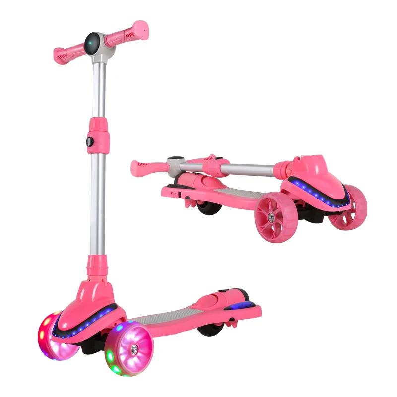 3 Wheel With LED Light 2 in 1 Folding Rocket Spray Smoke Bubble Seat for Children Manufacturer Kids Kick Foot Scooter for Sale