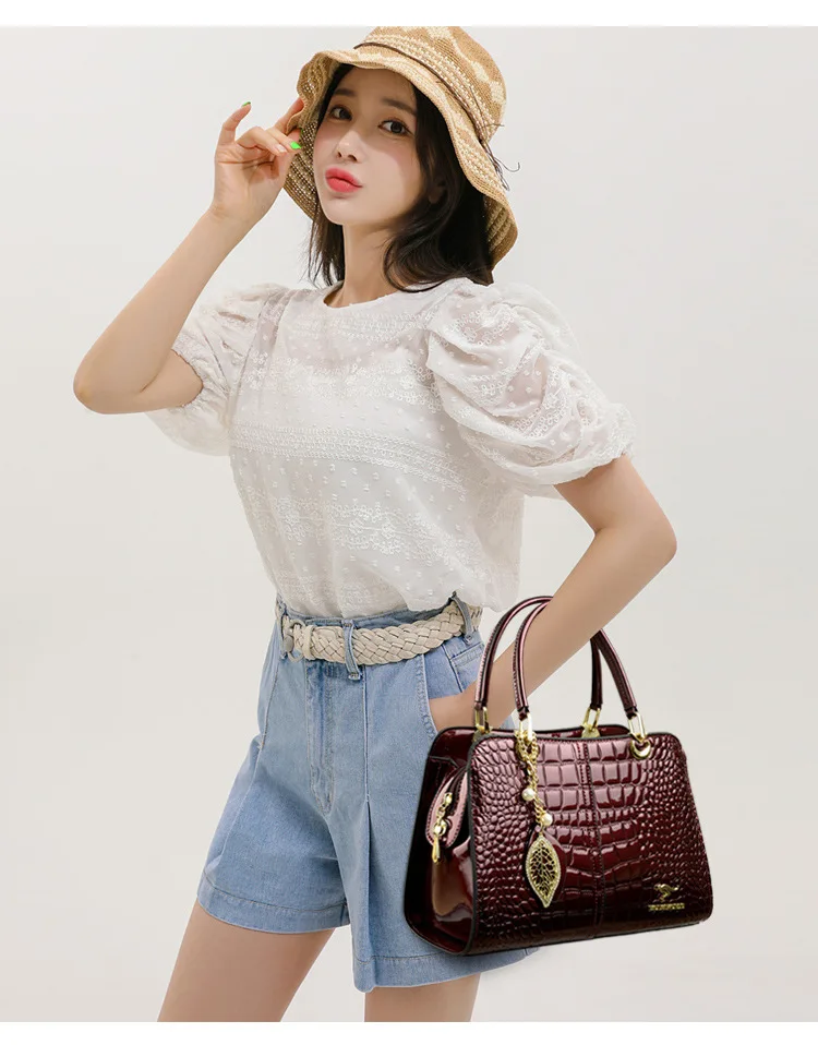 Large Capacity Shoulder Bag Handbag Grain Fashion Bags for Ladies Girls Bucket Type Luxury Handbags for Women
