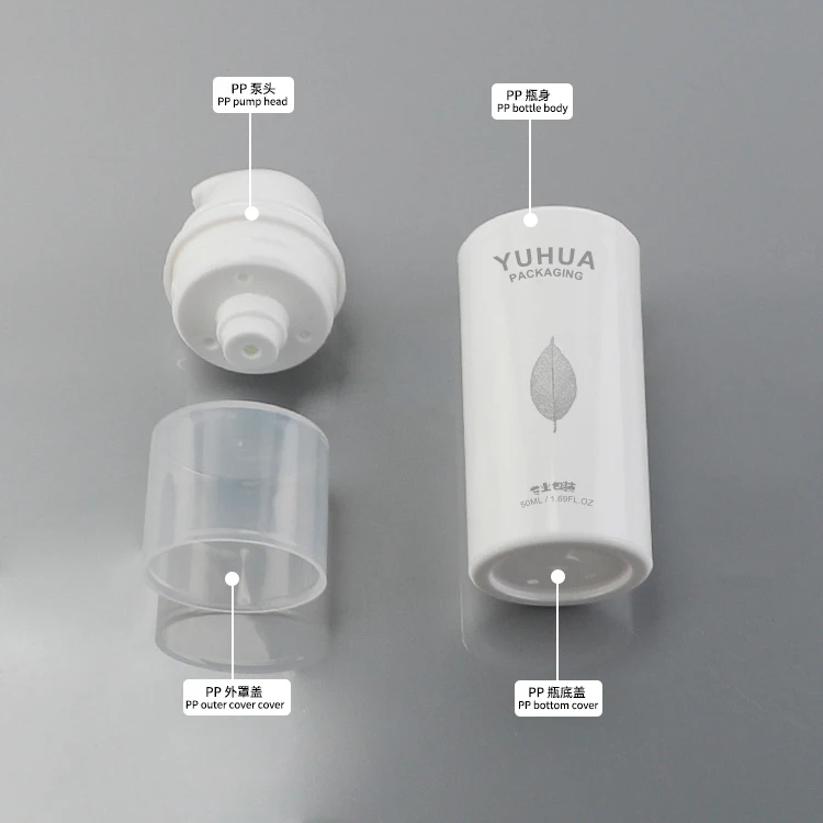 Customized Eco-Friendly 15ml 30ml 50ml Refillable PP Airless Pump Bottle for Face Cream and Sunscreen Lotion Packaging