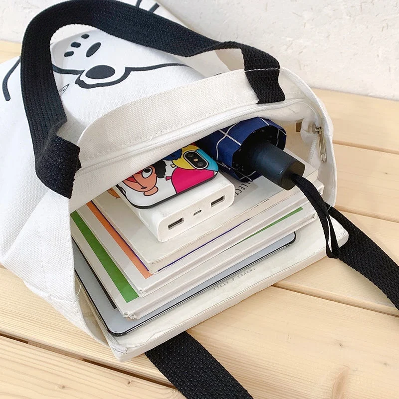 Холщовая Сумка через плечо с мультяшным принтом холщовые сумки на молнии оптовая продажа симпатичная сумка-тоут для