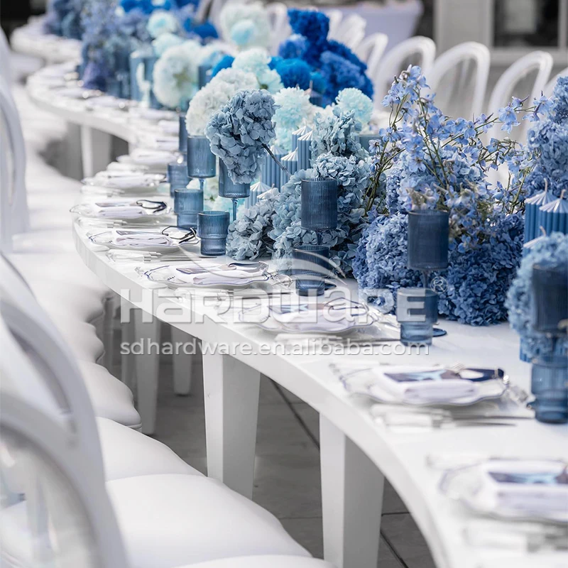 Serpentine Shape Half Round Unique Leg Wedding Table and Chair Set