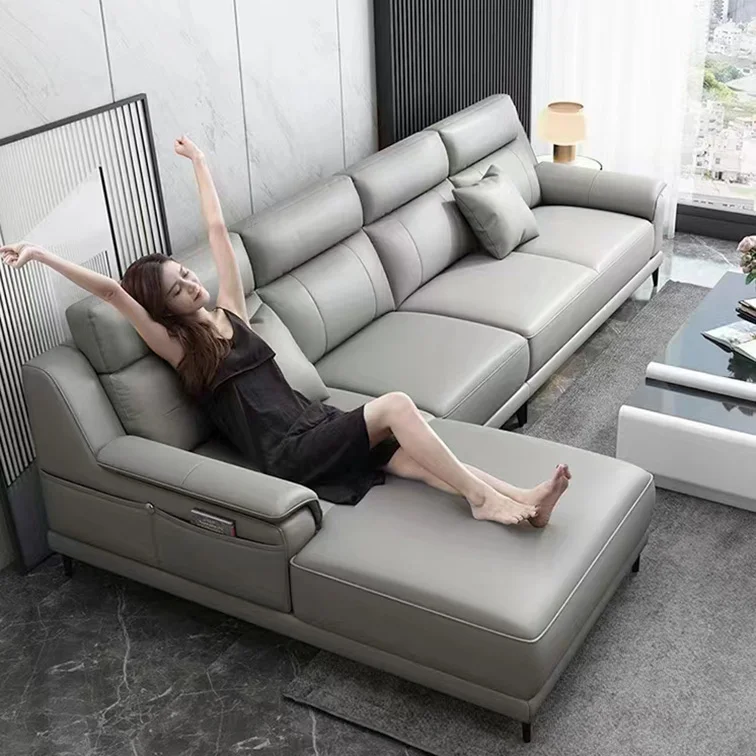 Sofa Set Furniture Customizable and Reconfigurable Hot Sale L Shaped Genuine Sofa Set Leather Sectional Corner Sofa Living Room