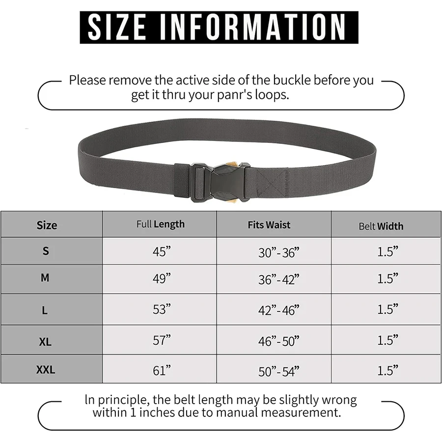 Wear-resistant Durable Hiking Hunting Pants Tactical Belt Stretch Nylon Web Quick Release Work Tactical Belt