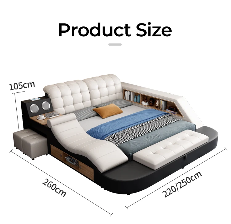 High Quality Modern Design Smart Massage King Size Bed Sets Solid Wood